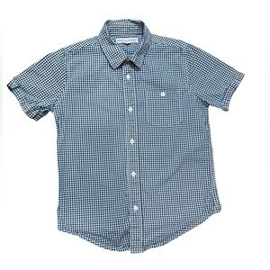 Hope and Henry Boy:blue and White Checkered button up Shirt organic cotton